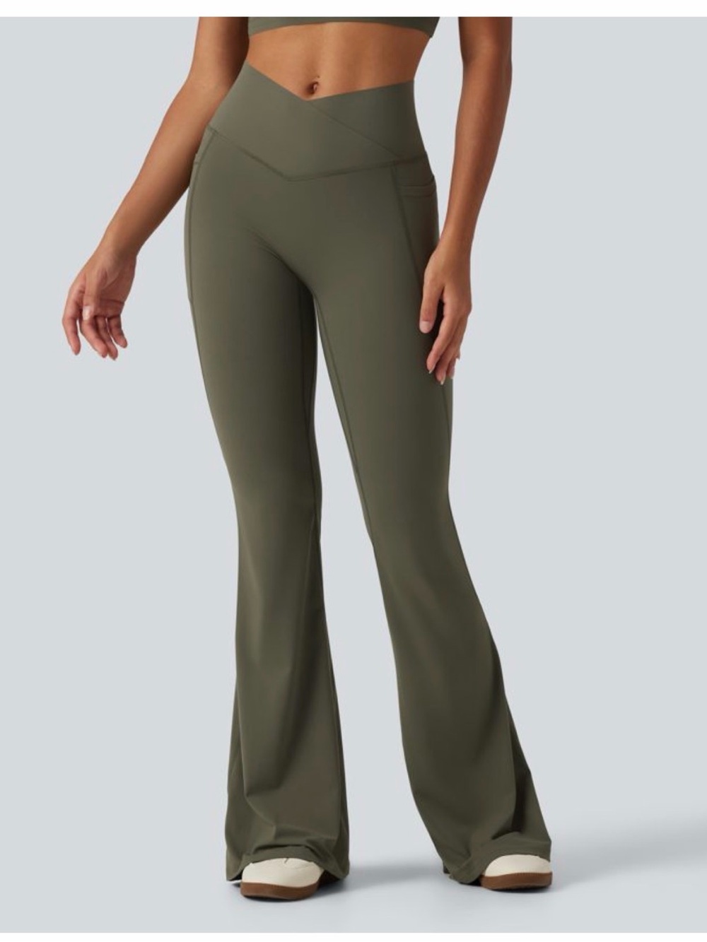 HALARA Olive Green Flare High-Rise Yoga Pants